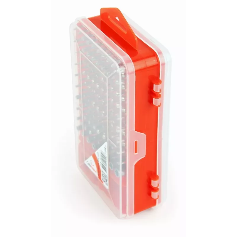 Manuelles Schraubendreher-Set GEMBIRD TK-SD-07 — 90-teilige Kombinationsschraubendreher und Bits, magnetische Spitzen, roter Tragekoffer