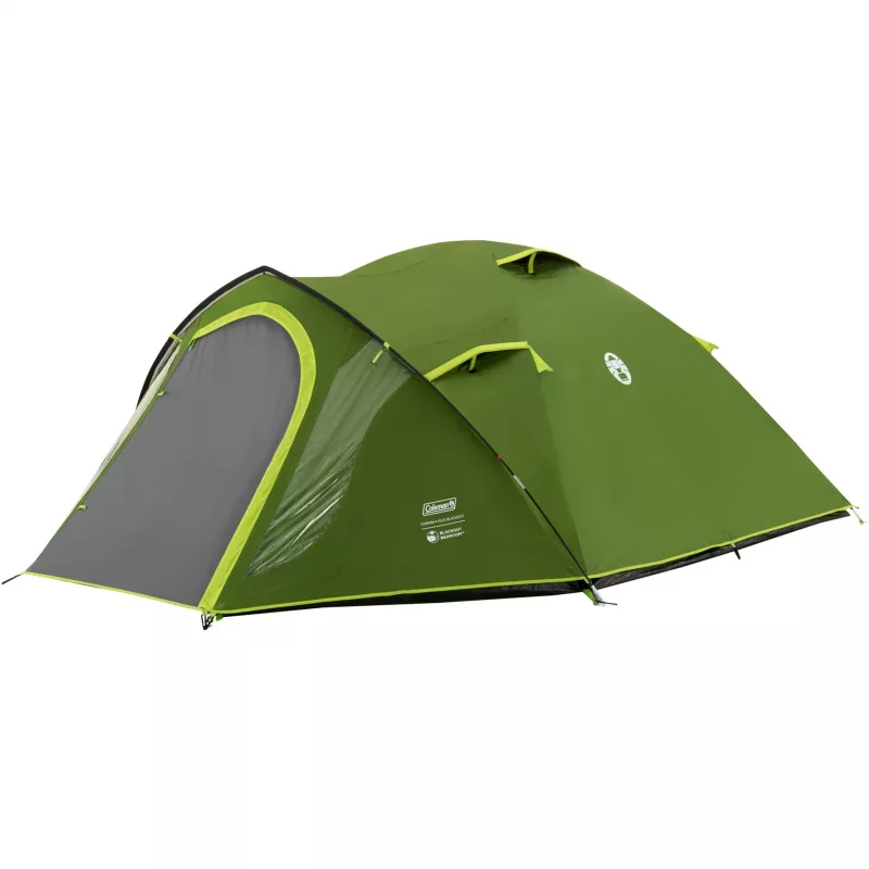 Coleman Dome Tent Darwin 4 Plus Schwarzout — 4-Personen-Tunnelzelt mit Vorraum, Dunkelgrün/Hellgrün