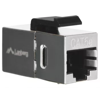 Keystone-Modul LANBERG KSF5-3000 — Cat5e F/UTP-Flachkabel, RJ-45-Buchse, schwarz