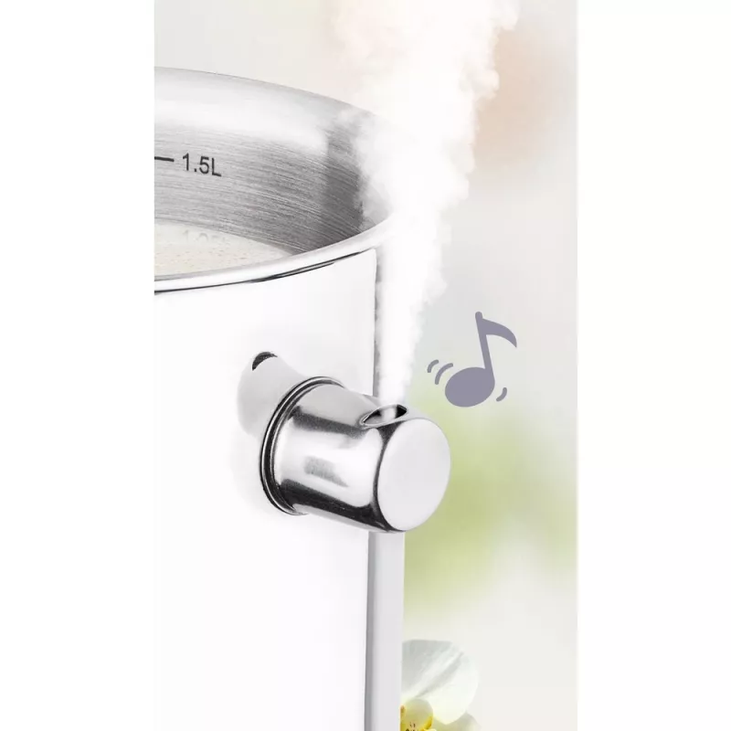 Milchkännchen LAMART LT1068, doppelwandiger Edelstahl, Sandwichboden, 1,5 L, Pfeifton, Volumenskala