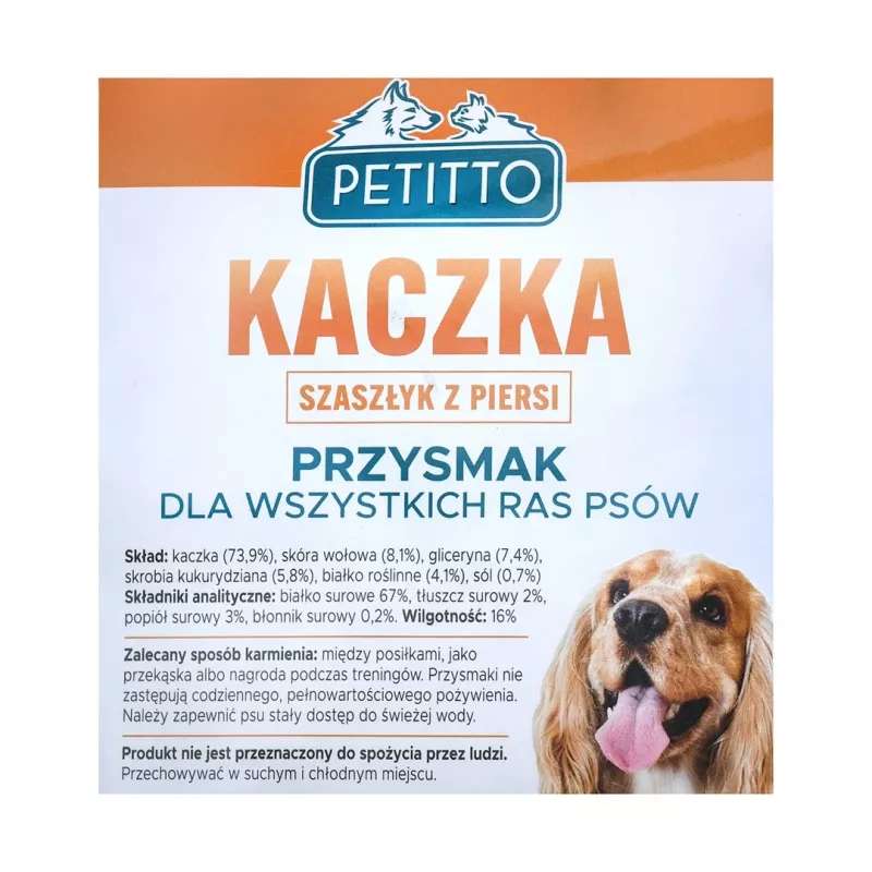 PETITTO Entenbrust-Kebab Hundeleckerlis, funktionelle feste Snacks, 500 g, 67 % Protein, gluten- und konservierungsstofffrei