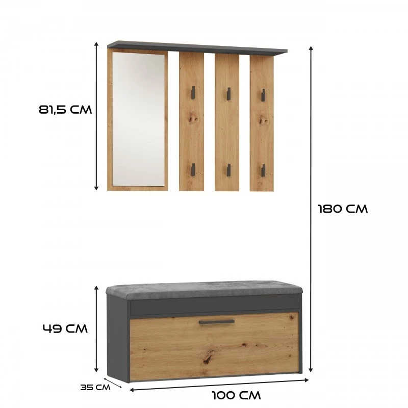 Topeshop GAR PARMA ANT/ART entryway Schrank
