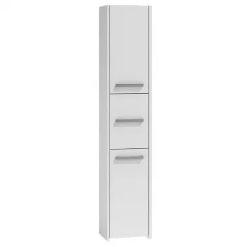 Badezimmer-Standschrank top e shop S33 BIEL – freistehend, Weiß, 6 Einlegeböden, 300×300×1700 mm