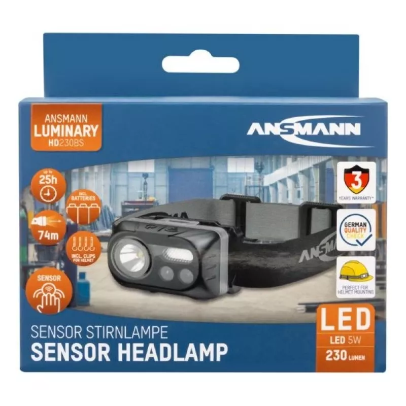 LED-Stirnlampe ANSMANN ANS 1600-0386 — batteriebetrieben, kompakte Freihandbeleuchtung