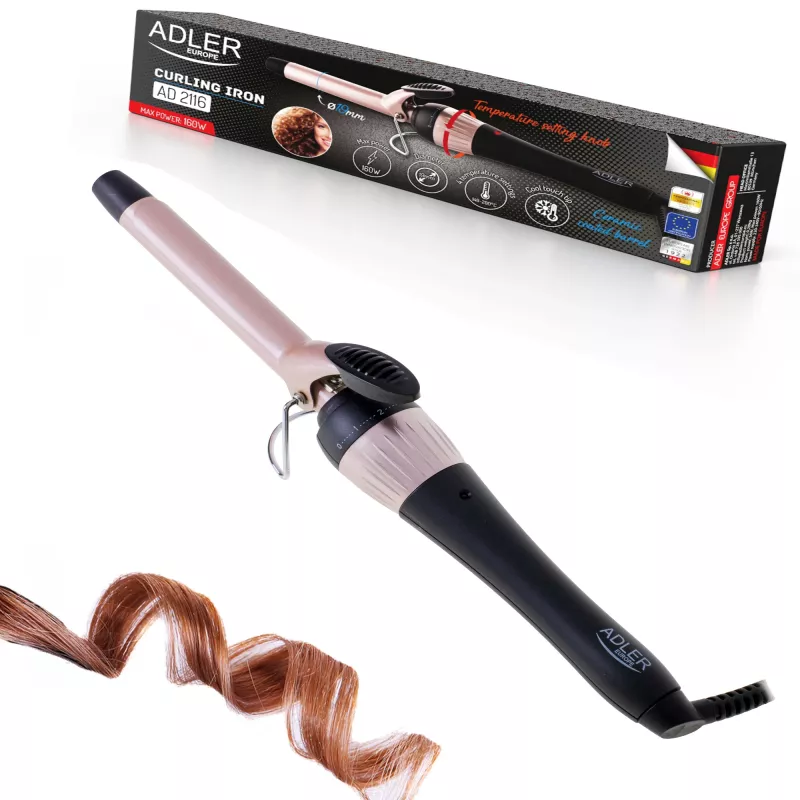 Adler | Lockenstab | AD 2116 | Keramik-Heizsystem | Zylinderdurchmesser 19 mm | Temperatur (max.) 200 °C | 36 W | Schwarz/Pink