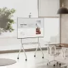 Boden-TV-Ständer MACLEAN MC-114 W für Displays 55 Zoll–100 Zoll, weiß, VESA bis zu 900x600, maximale Belastung 120 kg, Höhe 115–152 cm, Ablage