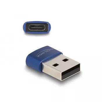 DeLOCK USB 2.0 Adapter USB Typ-A Stecker auf USB Typ-C Buchse blau