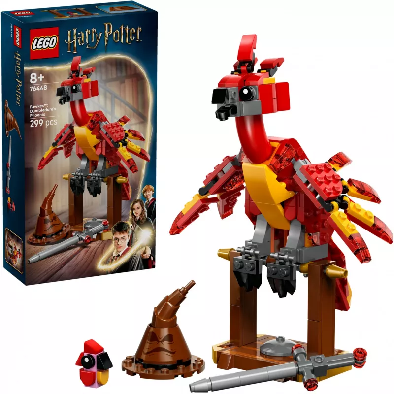 LEGO baubarer Fawkes – Dumbledores Phönix-Modell 76448, 299 Teile, 160 mm Höhe, Alter 8+