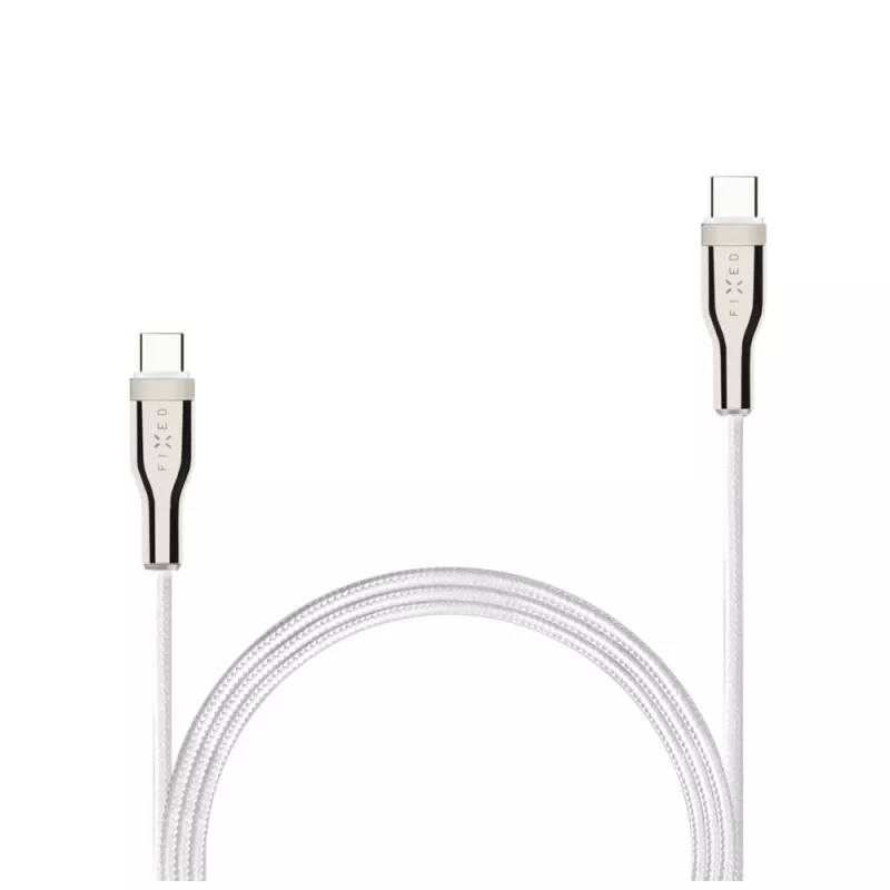 USB-geflechtetes Kabel FIXED FIXDB-CC12-WH 100W, weiß, robustes Geflecht, Daten- und Stromübertragung
