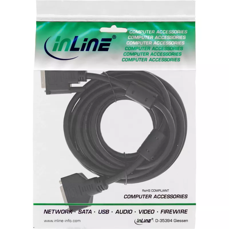 InLine DVI-D-Kabel 24+1 M/F, Dual Link, 2 Ferritkerne, 3 m