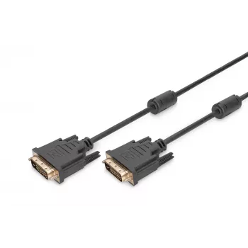 DIGITUS - DVI-Kabel - Dual Link - DVI-D (M) - DVI-D (M) - 5,0 m - vergossen, Rändelschrauben - Schwarz (AK-320101-050-S)
