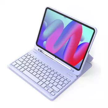 Kabellose Bluetooth-Tastatur Inateck KB04002 — QWERTY-Layout, integrierter 280-mAh-Akku, Touchpad, Lila — kompatibel mit iPad Air 11 Zoll (6./7. Gen.)
