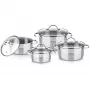 Kochtopfset LAMART LTSSSET8 – Edelstahl-Kochset, 4-teilig, Kochtöpfe 1,5 L / 2,1 L / 2,9 L, Glasdeckel