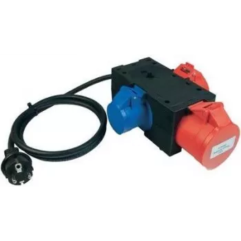 Benning Messadapter [Schutzkontaktstecker-Stecker - CEE-Karavan-Kupplung, CEE-Kupplung] Dreifach-CEE-Messadapter Rot, Blau (044147)