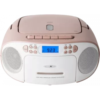 Radiowecker Reflexion RCR2260 Weiß Pink — kompakter Nachttisch-Radiowecker