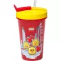 Becher mit Strohhalm Room Copenhagen LEGO Iconic Girl Bright Red 500 ml (rot/gelb)
