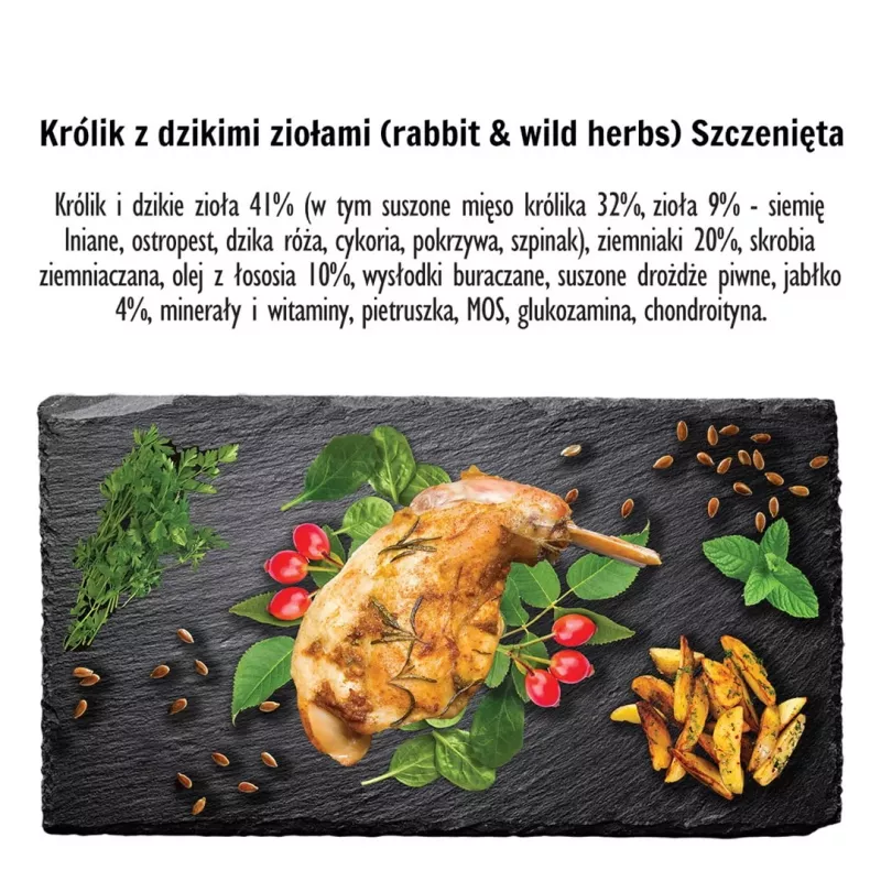 PAKA ZWIERZAKA Puppy Rabbit with wild herbs S - Trockenfutter für Hunde - 9kg