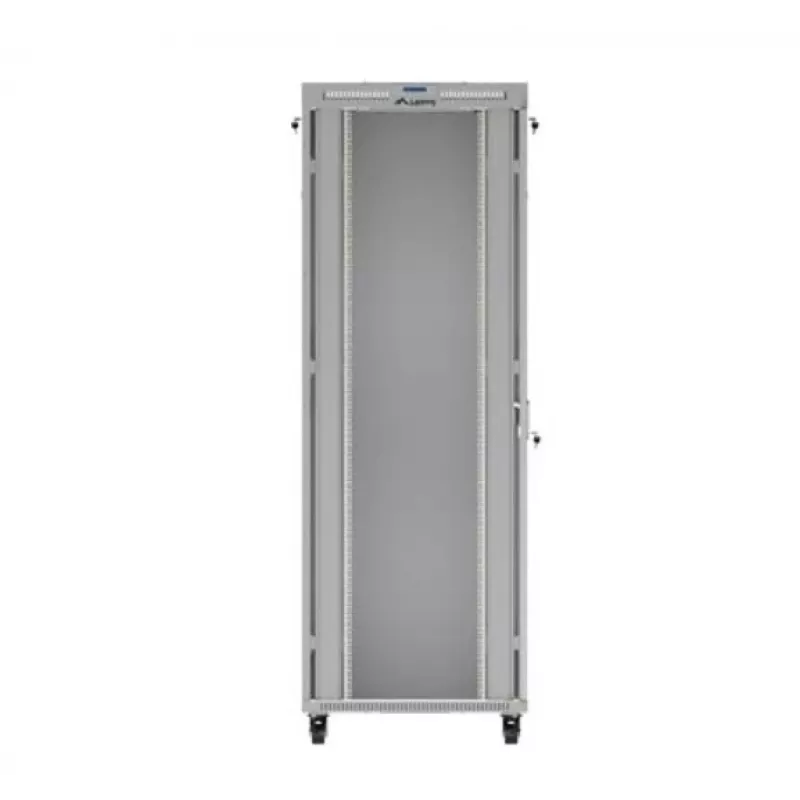 Rack-Schrank LANBERG FF01-8047-12SL 47U 800x1000 mm grau mit vorderen und hinteren Glastüren und Platz für LCD-Panel