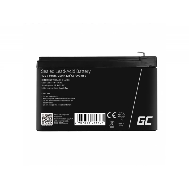 USV-Batterie Grün Cell AGM50 12 V 10 Ah VRLA AGM, 65×151×95 mm, 2,45 kg, schwarz