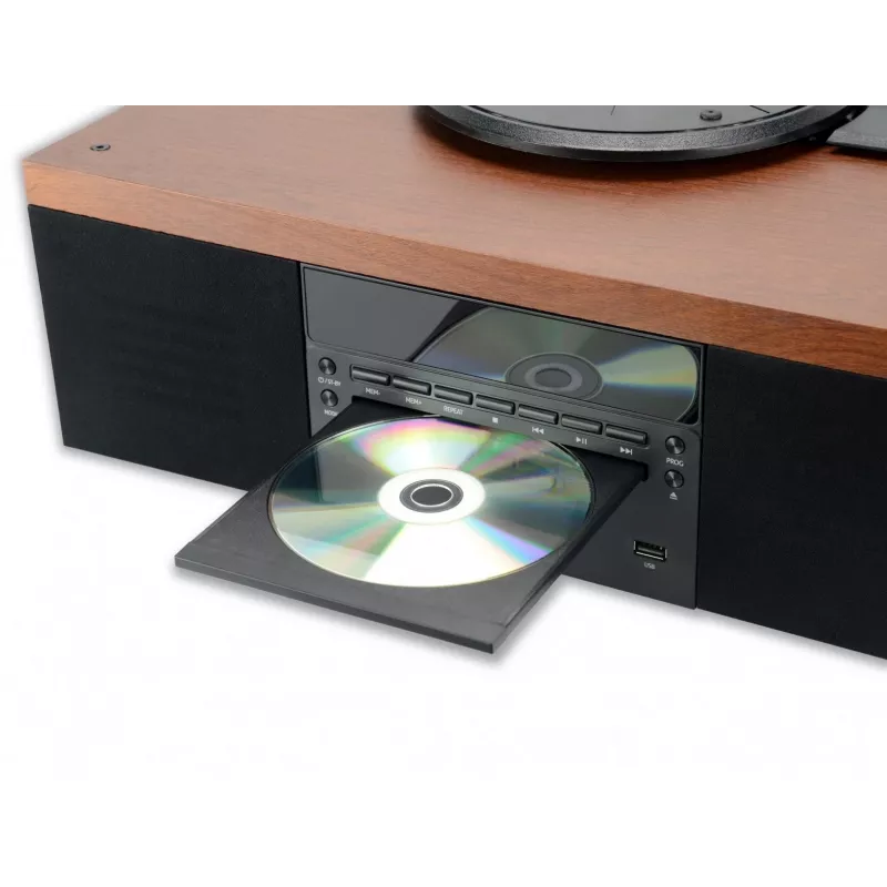 Plattenspieler AKAI ATT-14BT mit Bluetooth, Riemenantrieb, integriertem Phono-Vorverstärker, USB-Ausgang