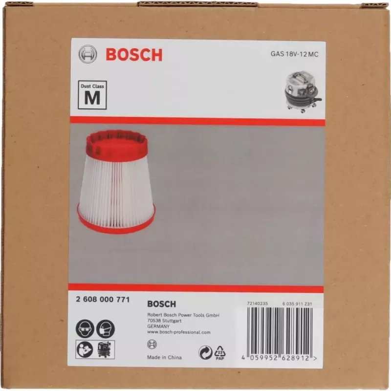 PTFE-Filter Bosch GAS 18V-12 MC Professional Klasse M für Staubabsaugung, Modell 2608000771