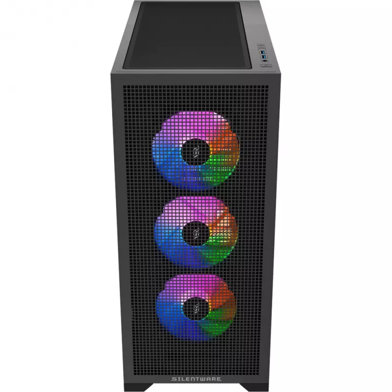 PC-Gehäuse Silentware Core 100 A-RGB Schwarz — Modell CORE100Schwarz, A-RGB-Beleuchtung, Mid-Tower-Formfaktor