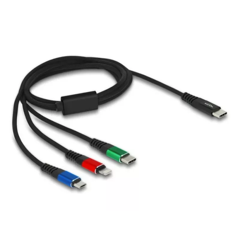 DeLOCK USB-Ladekabel 3-in-1 USB Type-C auf Lightning Micro-USB 1 m