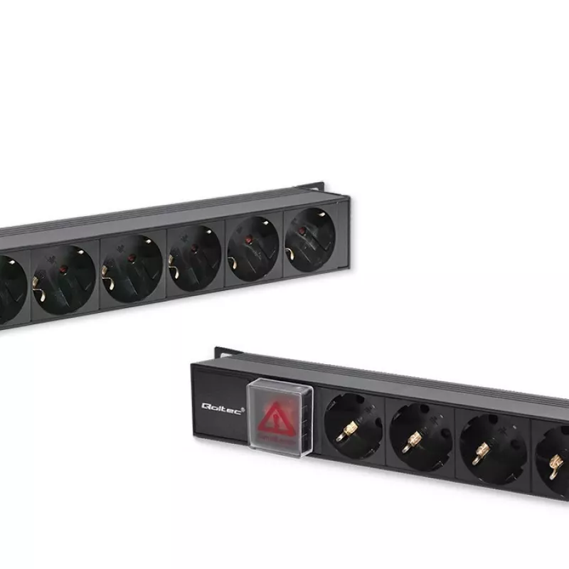 Qoltec Aluminium-PDU für RACK | 16A | 16 x Schuko | Vertikal | 1,8 m