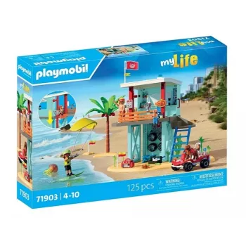 Spielset PLAYMOBIL Rettungsturm und Strandbuggy 71903 – Spielset mit Turm und Buggy