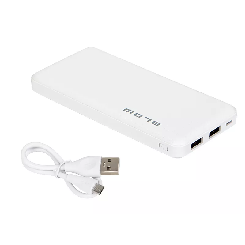 Tragbares Ladegerät Powerbank BLOW PB10A 10000mAh (37Wh), 2x USB-A-Ausgänge, 22,5W gesamt, Micro-USB-Eingang, Polymer-Akku