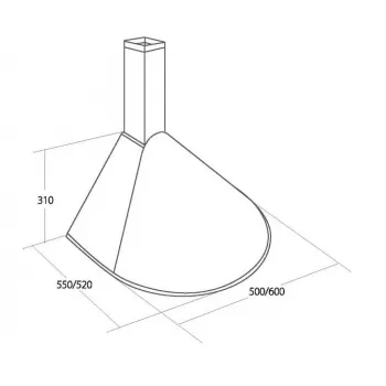 Wandhaube AKPO WK-5 Elegant Turbo, 500 mm, Edelstahl, 207 m³/h, 50–61 dB
