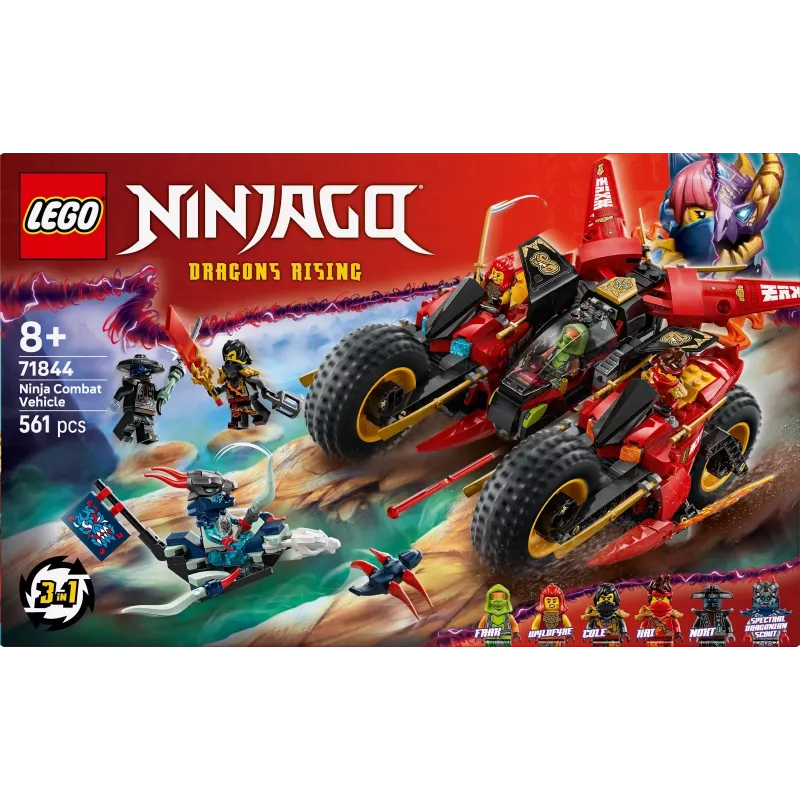 LEGO Ninja Kampffahrzeug Set 71844 — NINJAGO, 561 Teile, 6 Minifiguren, bewegliche Teile, 140×240×220 mm