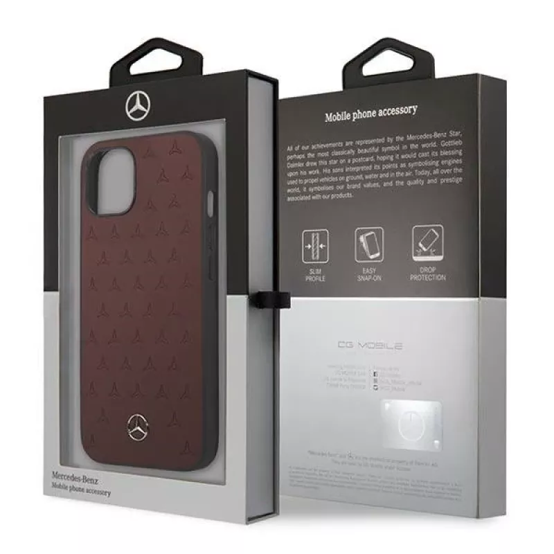 Mercedes MEHCP13SPSQRE iPhone 13 mini 5,4 Rot/rot Hartschale Leder Sternmuster