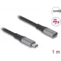 Delock - USB-Verlängerungskabel - 24 Pin USB-C (M) auf 24 Pin USB-C (W) - USB 2.0 / USB 3.2 / USB4 / Thunderbolt 3 5 A - 1,0 m - Schwarz, Grau (81201)