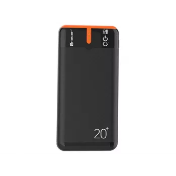 Tragbares Ladegerät TRACER EnerGen 20000 mAh, Power Delivery 20W, USB-C-Eingang, 2×USB-A-Ausgänge, Unterstützung für 3 Geräte, orange