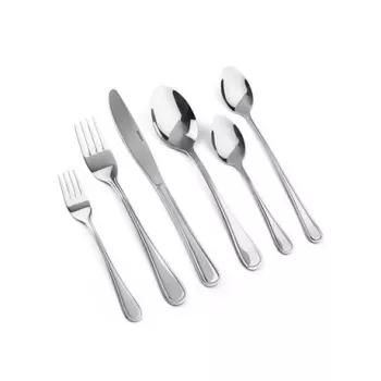 Besteckset LAMART LT5006 – 48-teiliges Edelstahl-Besteckset, enthält Esslöffel, Messer, Gabeln, Teelöffel, Dessertgabeln, Langlöffel