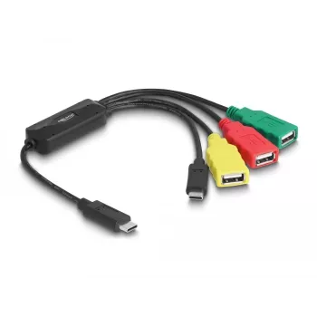 DeLOCK 4-Port USB 2.0 Kabel-Hub USB Type-C auf 3 x USB-A Buchse + 1 x USB-C Stecker
