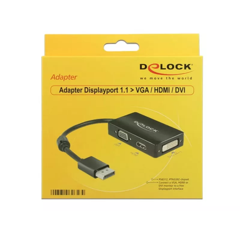 DeLOCK 0.16m DisplayPort/VGA+HDMI+DVI VGA (D-Sub)+ HDMI + DVI Schwarz