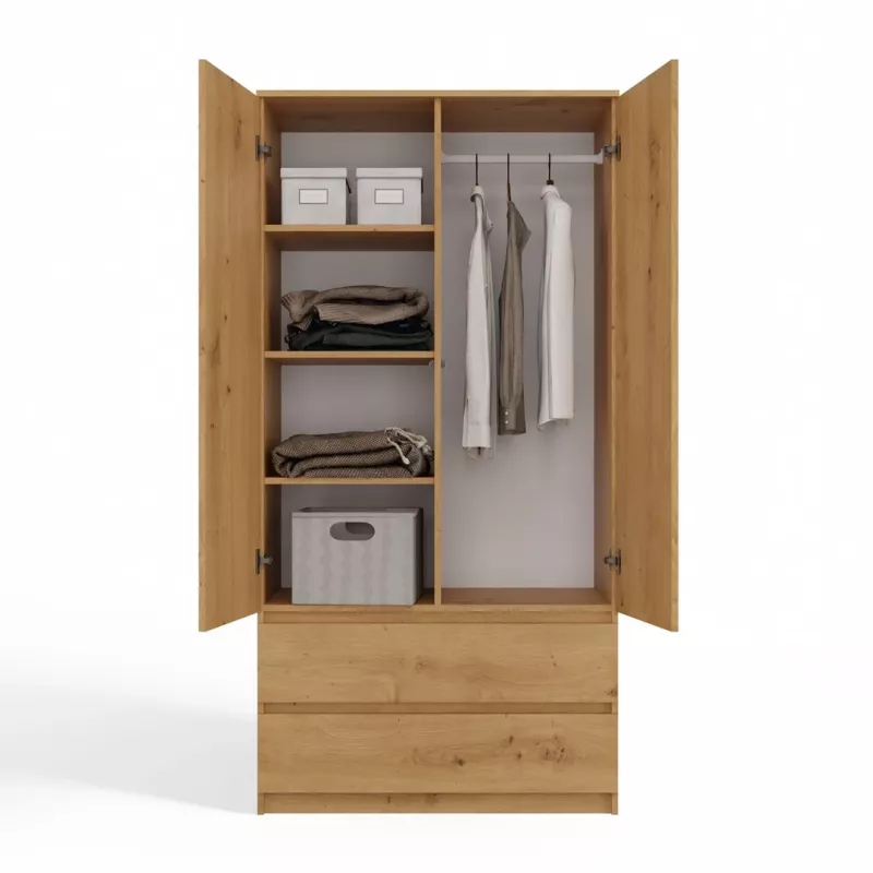 Topeshop SZAFA MALWA ART bedroom wardrobe/closet 5 shelves 2 Tür(s) Eiche