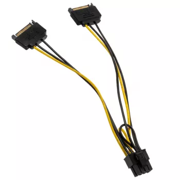 2x 15-Pin-SATA zu 1x 6-Pin-PCIe Adapter - Adapter - Digital/Daten (AK-CBPW19-15)