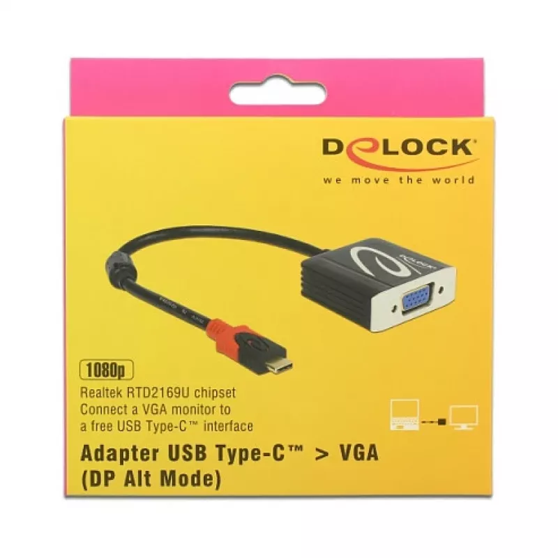 Videokabel-Adapter DeLOCK 62994 USB Typ-C auf VGA 0,2 m Schwarz