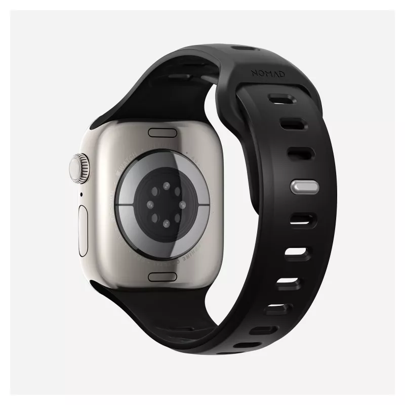 Uhrenarmband Nomad Tempo Band Schwarz Gummi — 20 mm Breite, passend für Handgelenke 155–193 mm
