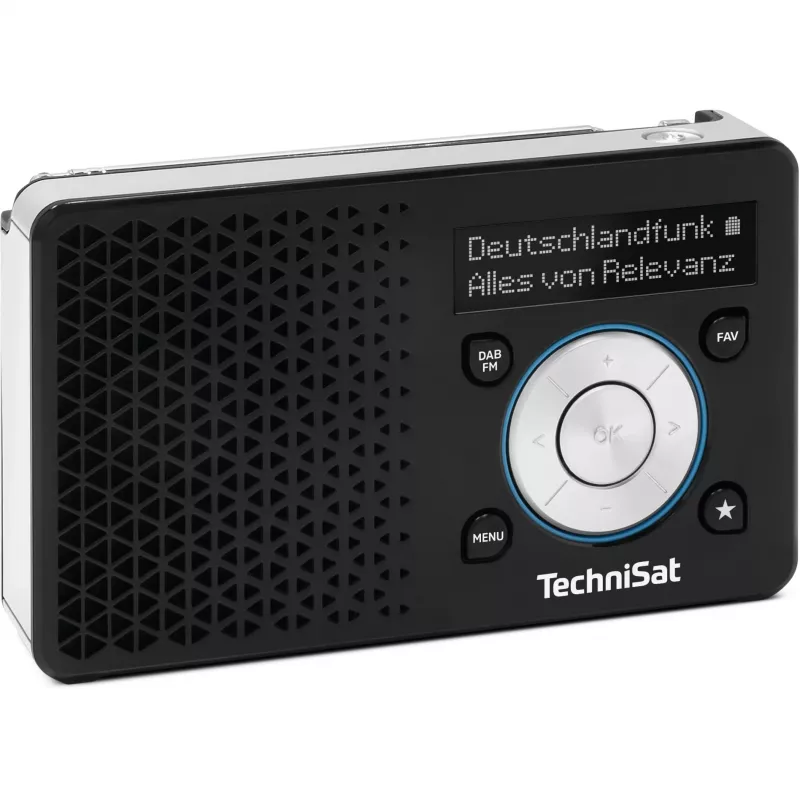 Tragbares Radio TECHNISAT DIGITRADIO 1 A — DAB+/FM, OLED-Display, USB-C, 3,5-mm-Kopfhörer, 1 W, schwarz/silber