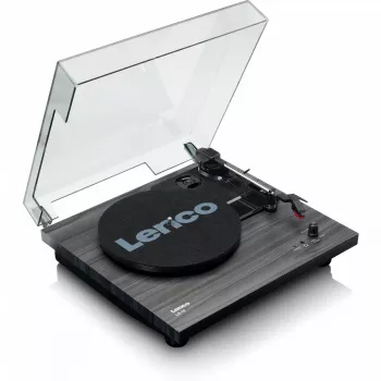 Belt-Drive-Audio-Plattenspieler Lenco LS-10 Schwarz mit integrierten Lautsprechern, 33/45 U/min, Cinch-Ausgang, Kopfhöreranschluss