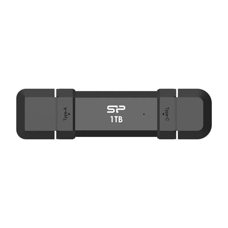 USB-Stick Silicon Power DS72 1 TB, USB 3.2 Gen 2 Type-A / Type-C, Aluminium-Gummi-Gehäuse, schwarz