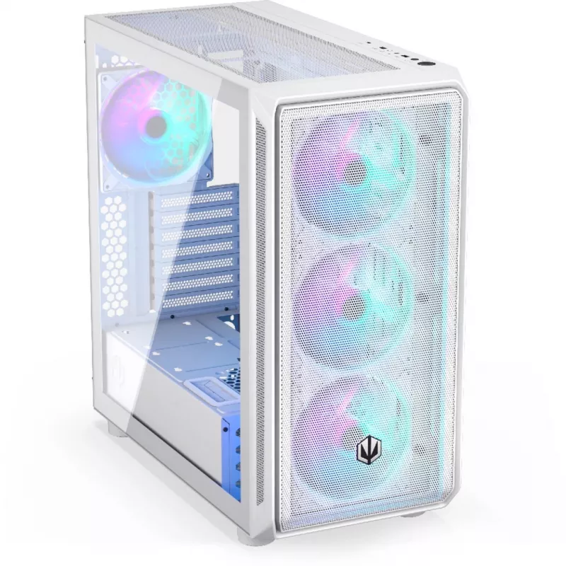 Endorfy Arx 700 ARGB PC-Gehäuse, Midi-Tower, ATX, Tempered Glass - inklusive 4x 140-mm-ARGB-Lüfter, Weiß (EY2A017)