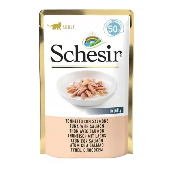 SCHESIR in Gelee Thunfisch mit Lachs - Nassfutter für Katzen - 50 g