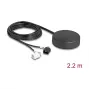 DELOCK 4G GNSS Dachmontage-Rundstrahlantenne — 1×FAKRA A + 1×FAKRA B, 2 dBi / 28 dB, 2,2 m RG-174, schwarz