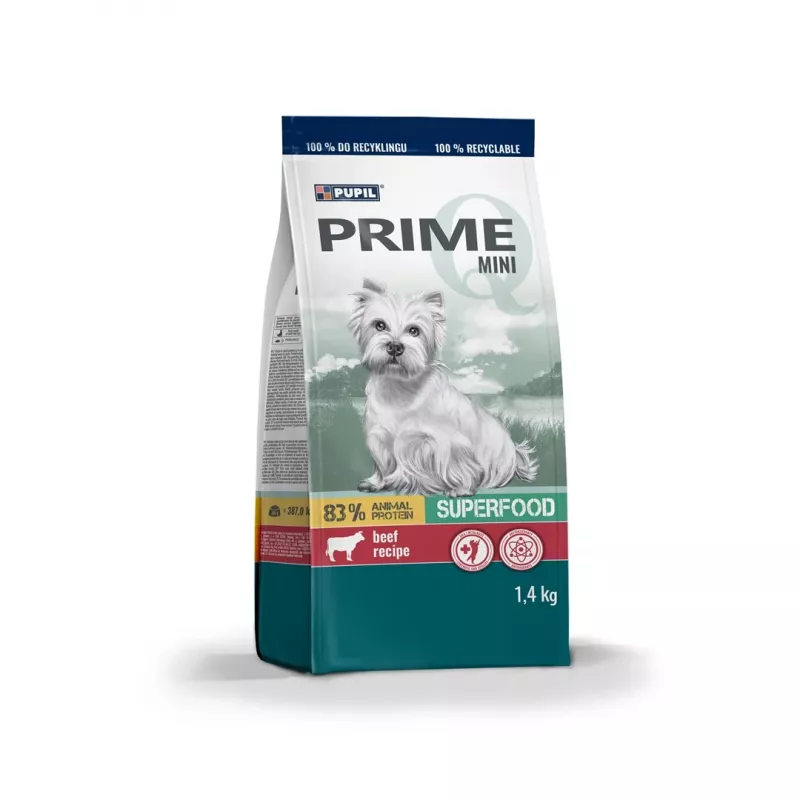PUPIL Prime Mini reich an Rindfleisch mit Leber – Trockenfutter für Hunde – 1,4kg