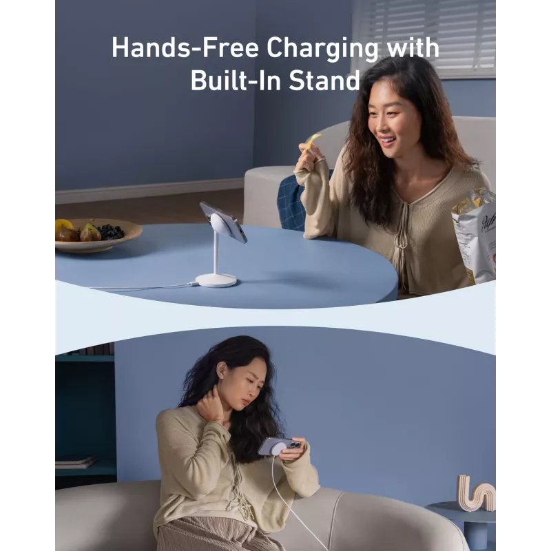 Anker MagGo Headphones Weiß USB Kabellos Schnellladung Indoor